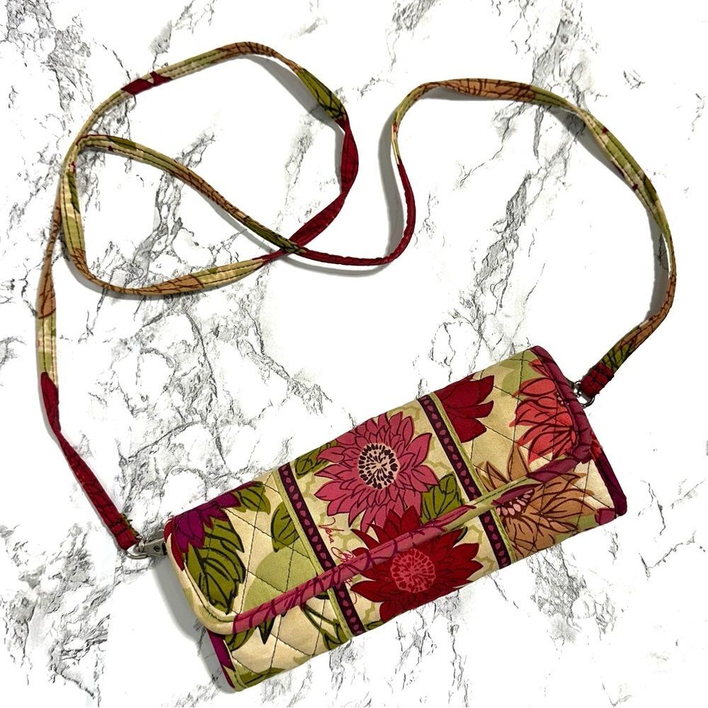 Hello Dahlia Sleek WALLET Strap CLUTCH SHOULDER Crossbody Purse Trifold